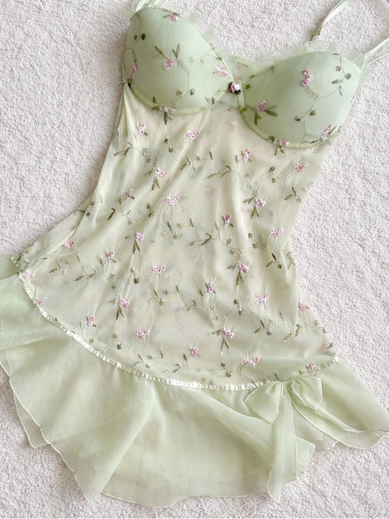 Victoria's Secret Dresses & Skirts - Vintage Light Green Floral Embroidered Slip Dress